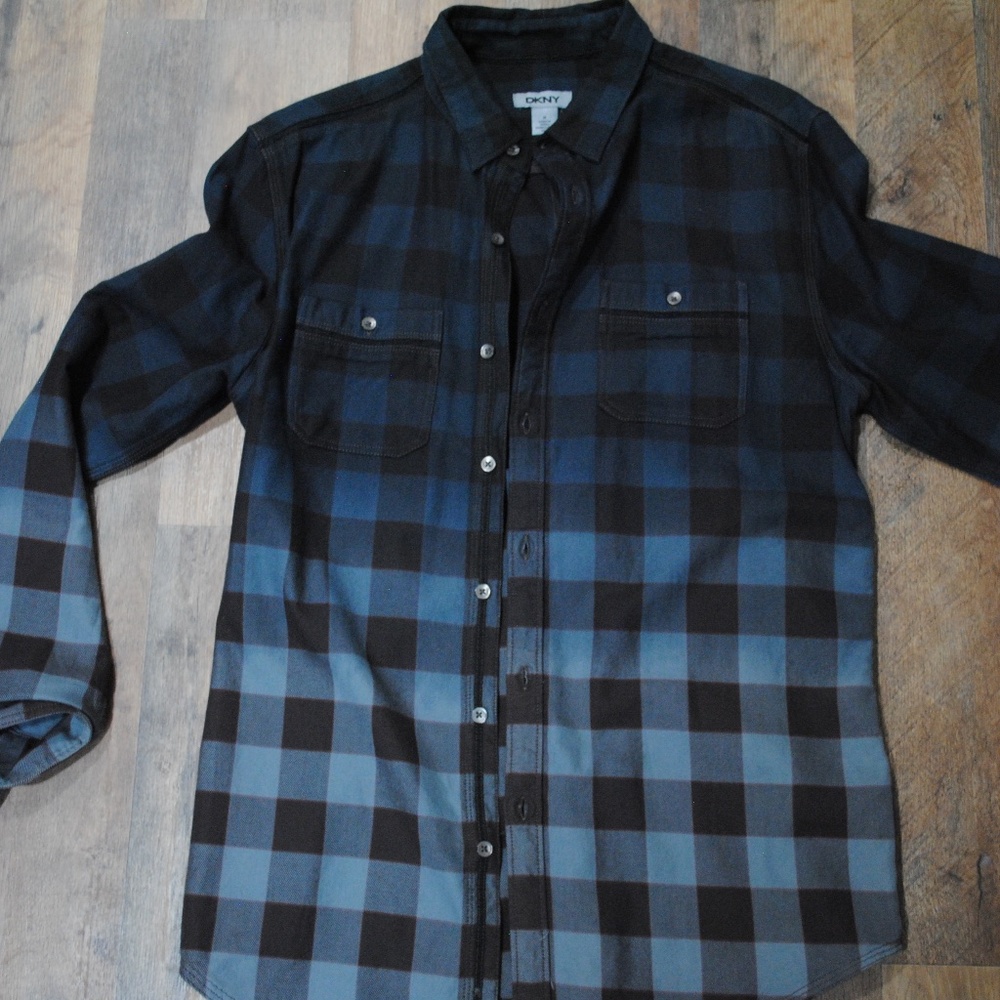 *WORN ONCE* DKNY Flannel, Men's M, Blue & Brown